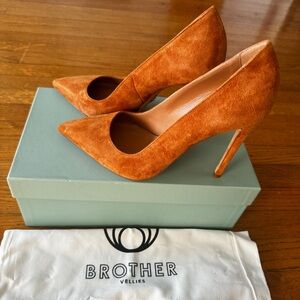 Brother Vellies Rust Suede Heels